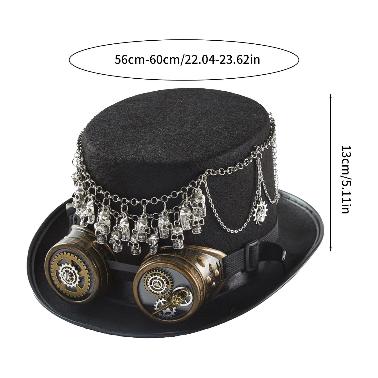 Cappello da cosplay steampunk teschio spettrale retrò con cinturino