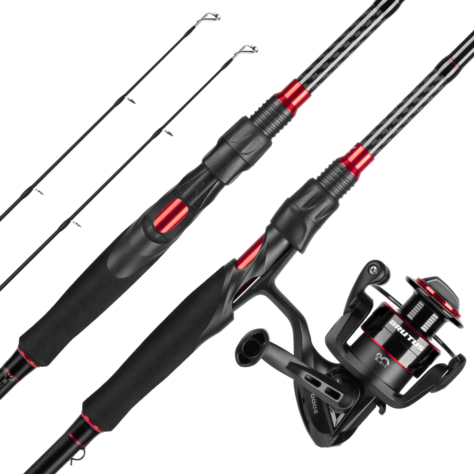 KastKing Brutus Twin-Tip Fishing Rod and Reel Combo, Baitcaster, Spinning & Spincast Combos, IM6 Graphite 2-Piece Rod with Backup Tip Section, EVA Handle, Durable & Sensitive, Freshwater Fishing