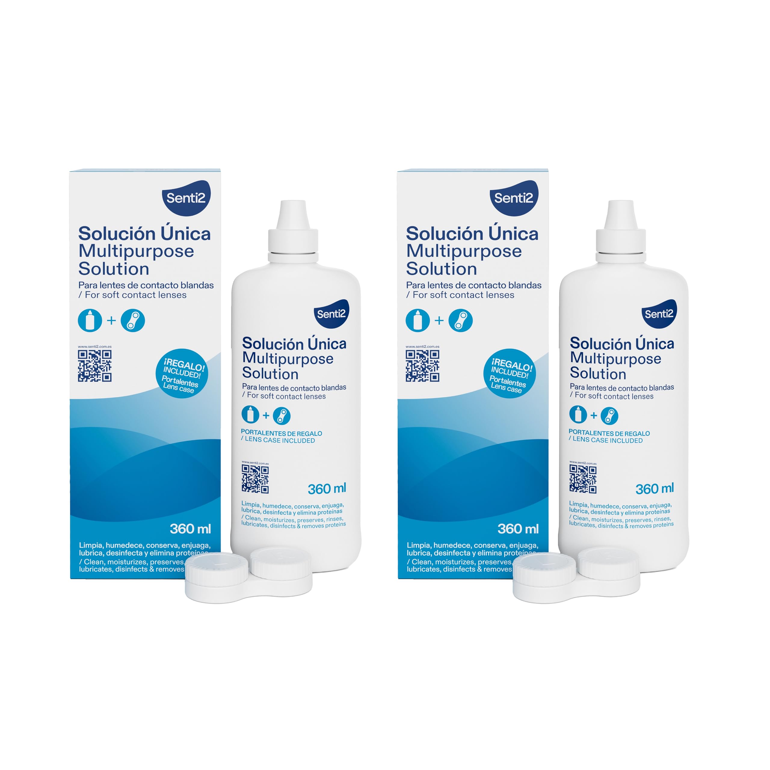 Senti2 Solución Única Multipropósito para Lentes de Contacto Blandas, 360 ml, con Portalentes de Regalo (Paquete de 3) — view 10