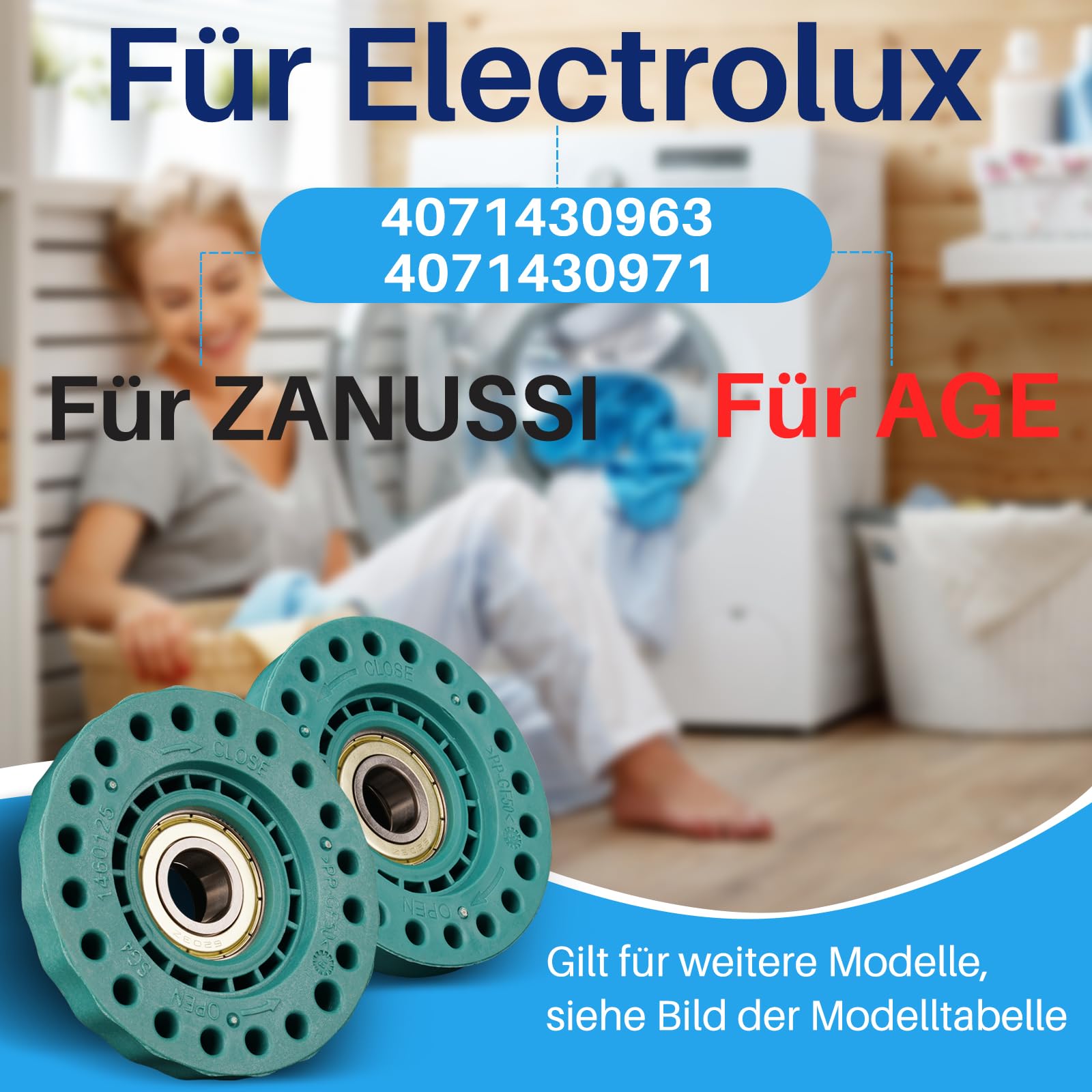 Roulement pour AEG Electrolux Zanker Zanussi 407143096/3 Kit de roulements pour machine à laver à chargement supérieur gauche droite
