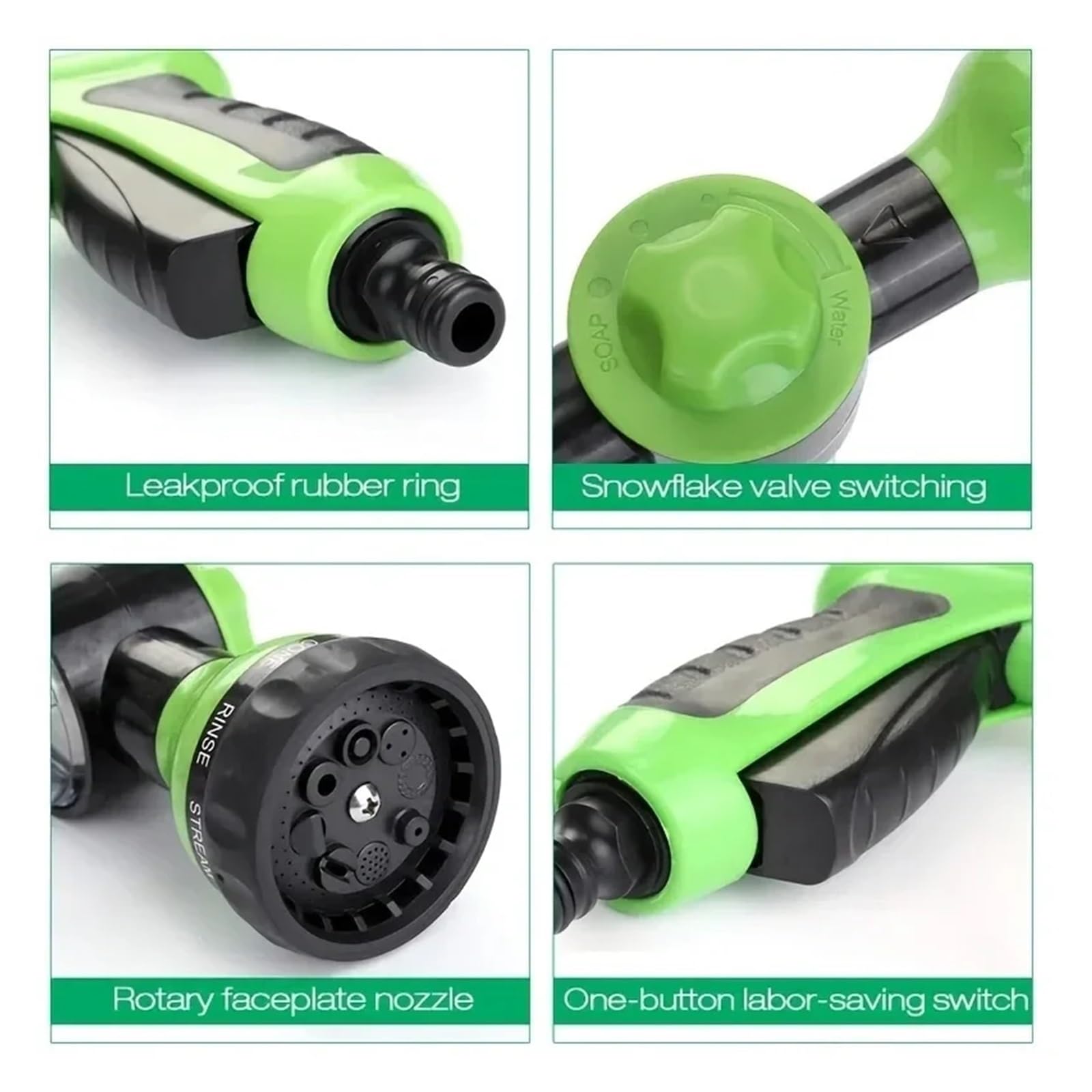 Pistolet d'arrosage avec embout multi-jets, Savon multicolore 0-3.5oz de serrure déclencheur rotation du modèle 8 l'eau 360 for la maison voiture jardin(B)