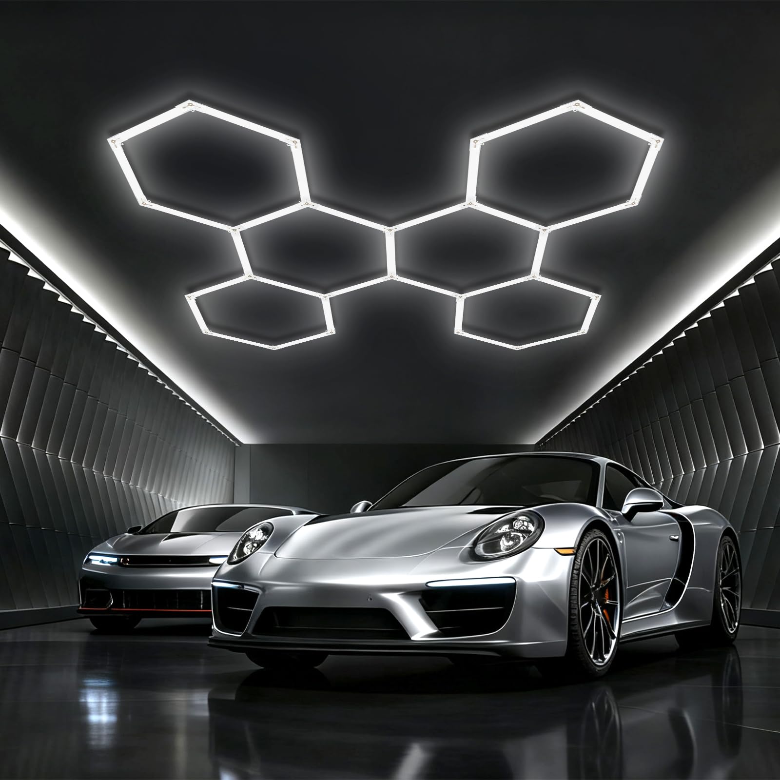 Glirowy LED Hexagonal Garage Light Lighting for Garages, Car Beauty Shops, Gyms, Warehouses, Shopping Centers(6-HEX)