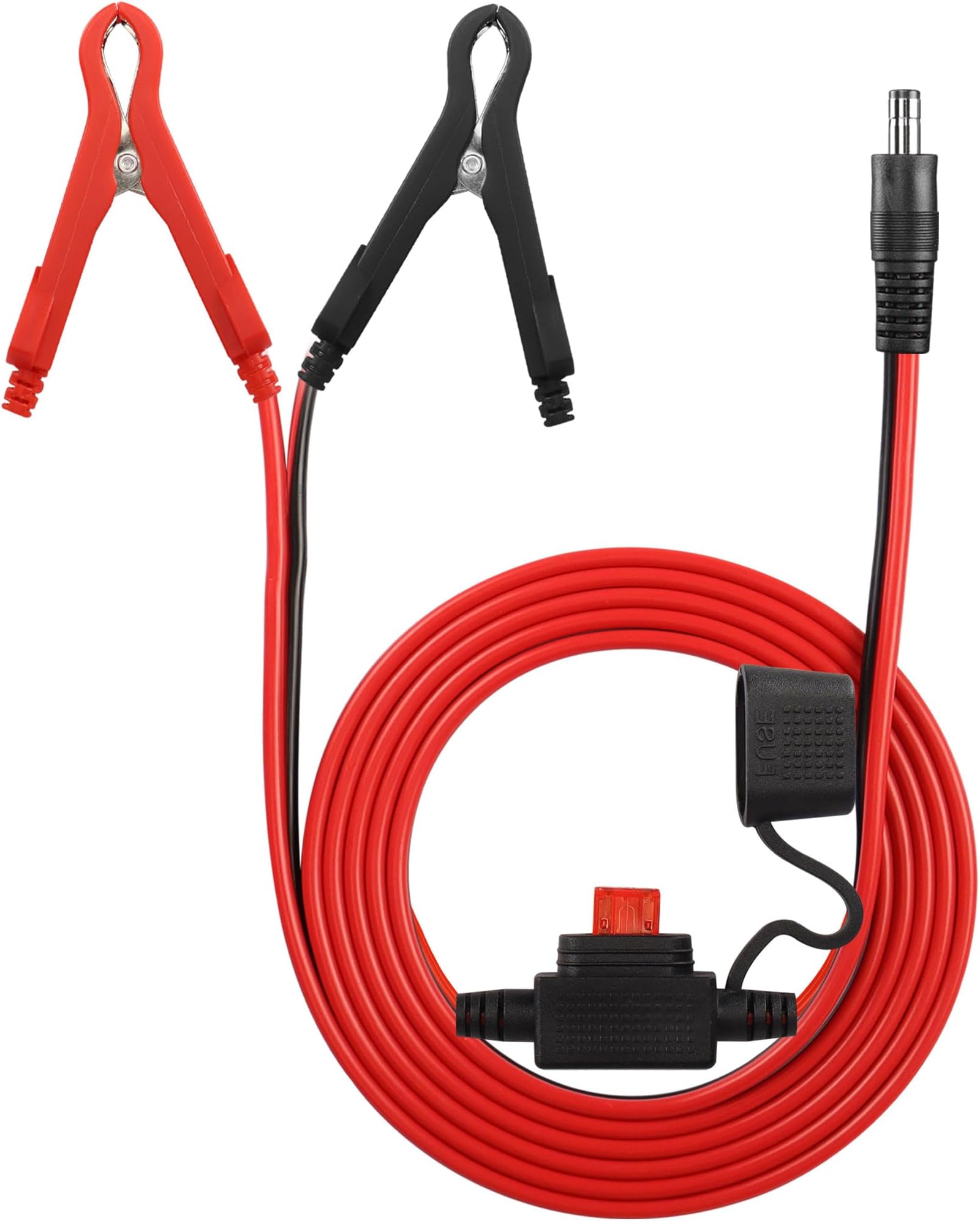 CERRXIAN 4.9FT/1.5M 16AWG DC 5.5mm x 2.1mm Battery Clamps Extension Cord with 10A Fuse, Alligator Crocodile Clip to DC 5.5 2.1mm Male Barrel Plug Car Charger Power Supply Cord for Auto Accessories
