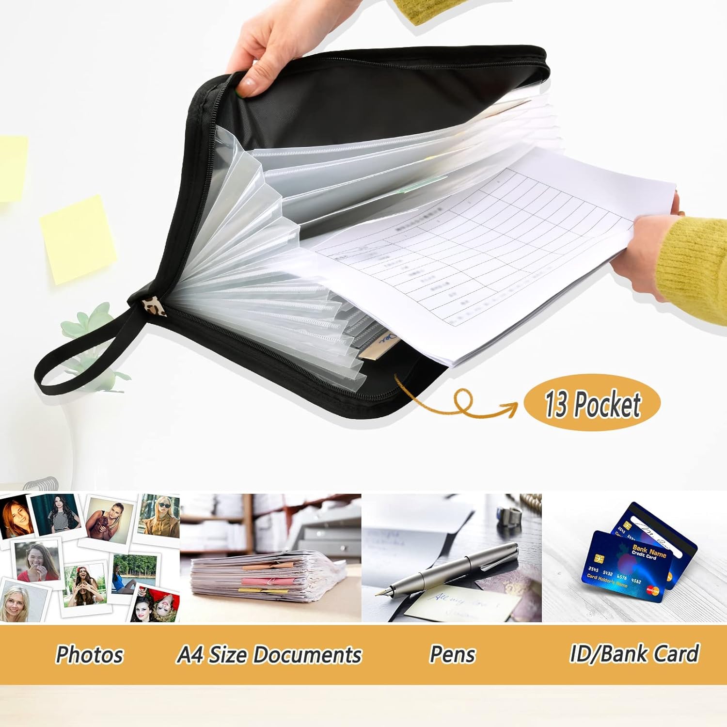 susiyo Brown Leopard Print Animal Expanding File Folder 13 Pocket Expanding Organizer File Folder for A4 Letter Size
