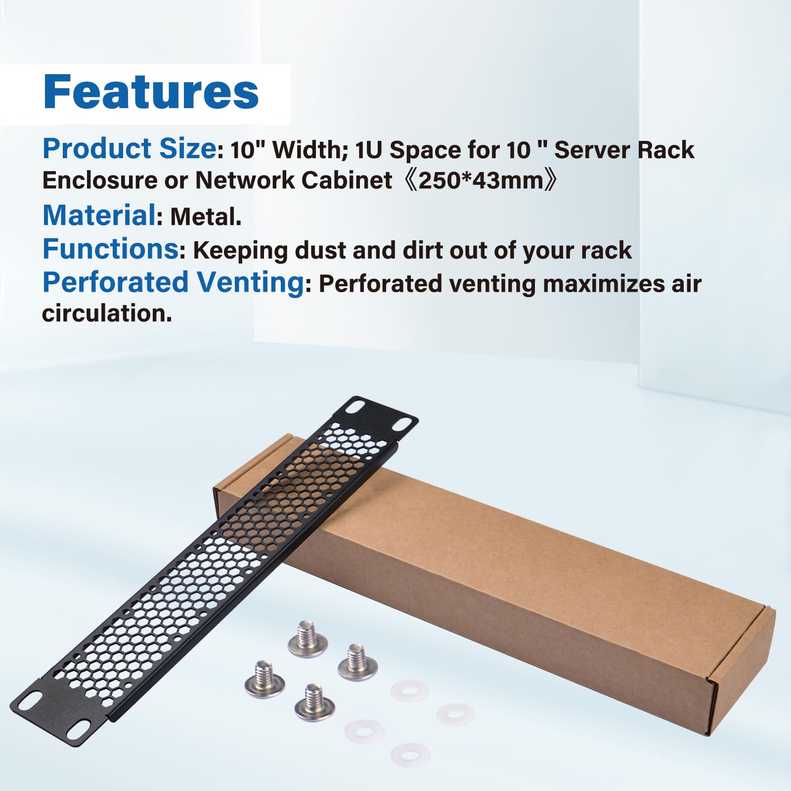 GeeekPi Pannello vuoto ventilato 1U da 25,4 cm, piastra di montaggio per rack DeskPi RackMate T0/T1/T2/T0 Plus/T1 Plus/TL1 e rack per server rack da 10" (nero, 2 pezzi)