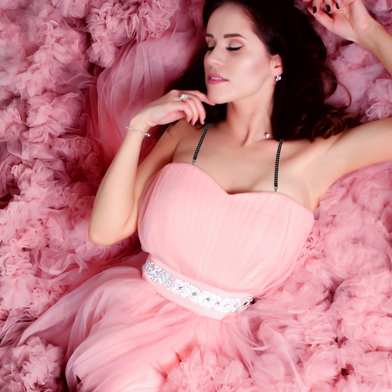 LNQ BH Träger Mit Strass - 2 Paar Verstellbare Schulterriemen Schwarz Und Silber