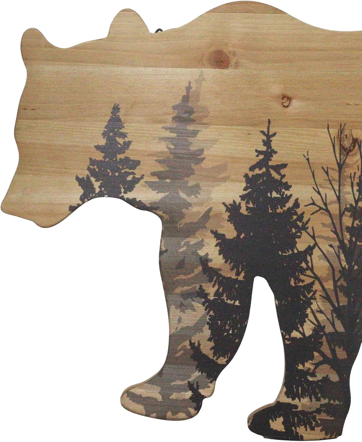 Ebros Gift Rustic Western Black Bear With Pine Trees Forest Silhouette Wooden Plank Cutout Wall Decor Sculpture Wildlife Forest Cabin Decor Accent