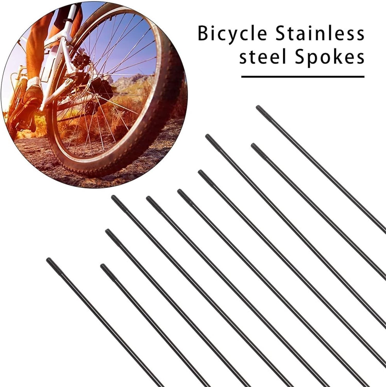 Bicycle Parts Replace Spokes, 10pcs 14G Bicycle Spokes with Nipples Stainless Steel Outdoor Mountain Road Bike High Strength Bicycle Spokes Wires(245mm)