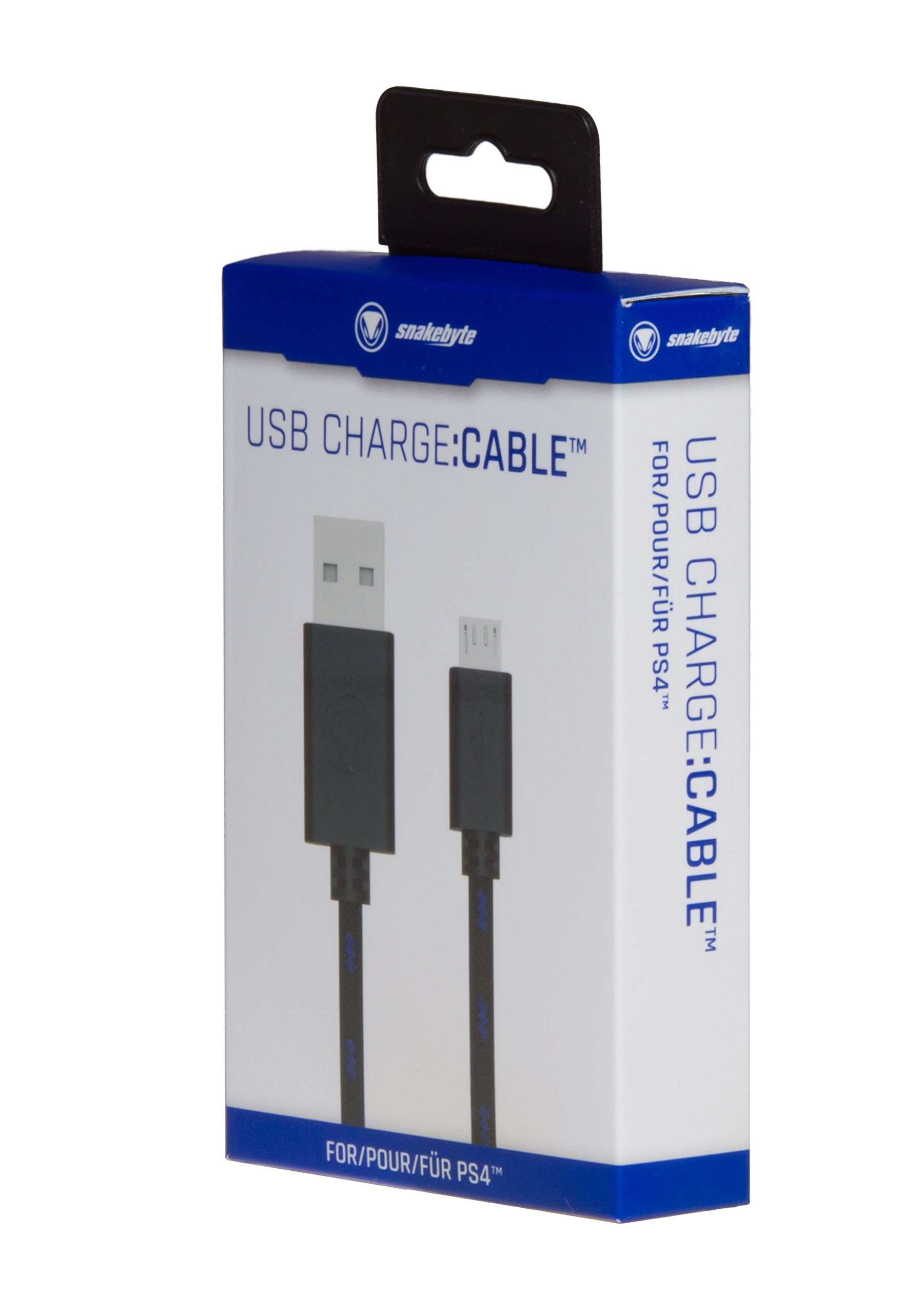 snakebyte PS4 Micro USB CHARGE:CABLE - 3m Mesh Cable - Ladekabel für Dualshock 4 Controller - PlayStation 4 & Xbox One kompatibel