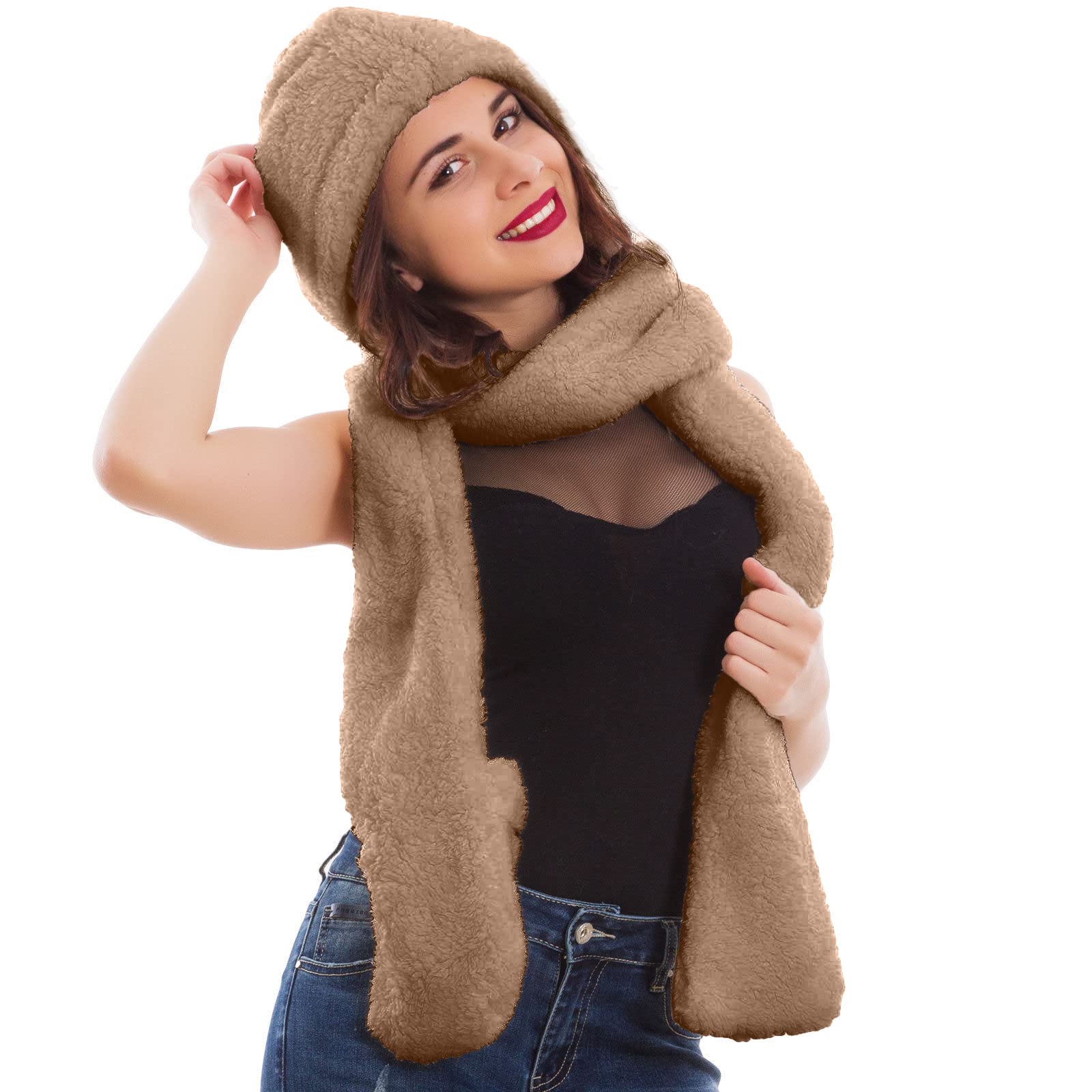 Ducomi GeekChic Sciarpa Cappello Guanti – In Pile Termico Caldo per Inverno - Elegante Set Invernale 3 in 1 alla Moda - Idea Regalo Donna Ragazza Natale