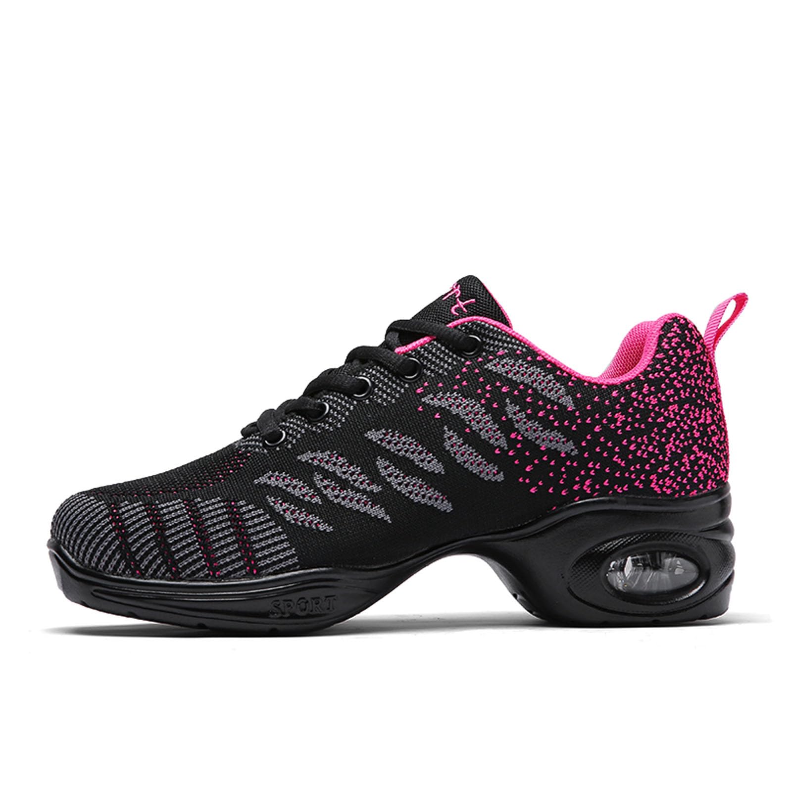 SECHRITE Chaussures de Danse Femme Baskets et Chaussures de Jazz Danse Sport Semelle Fendue Modern Athletic à Lacets Maille Sneakers
