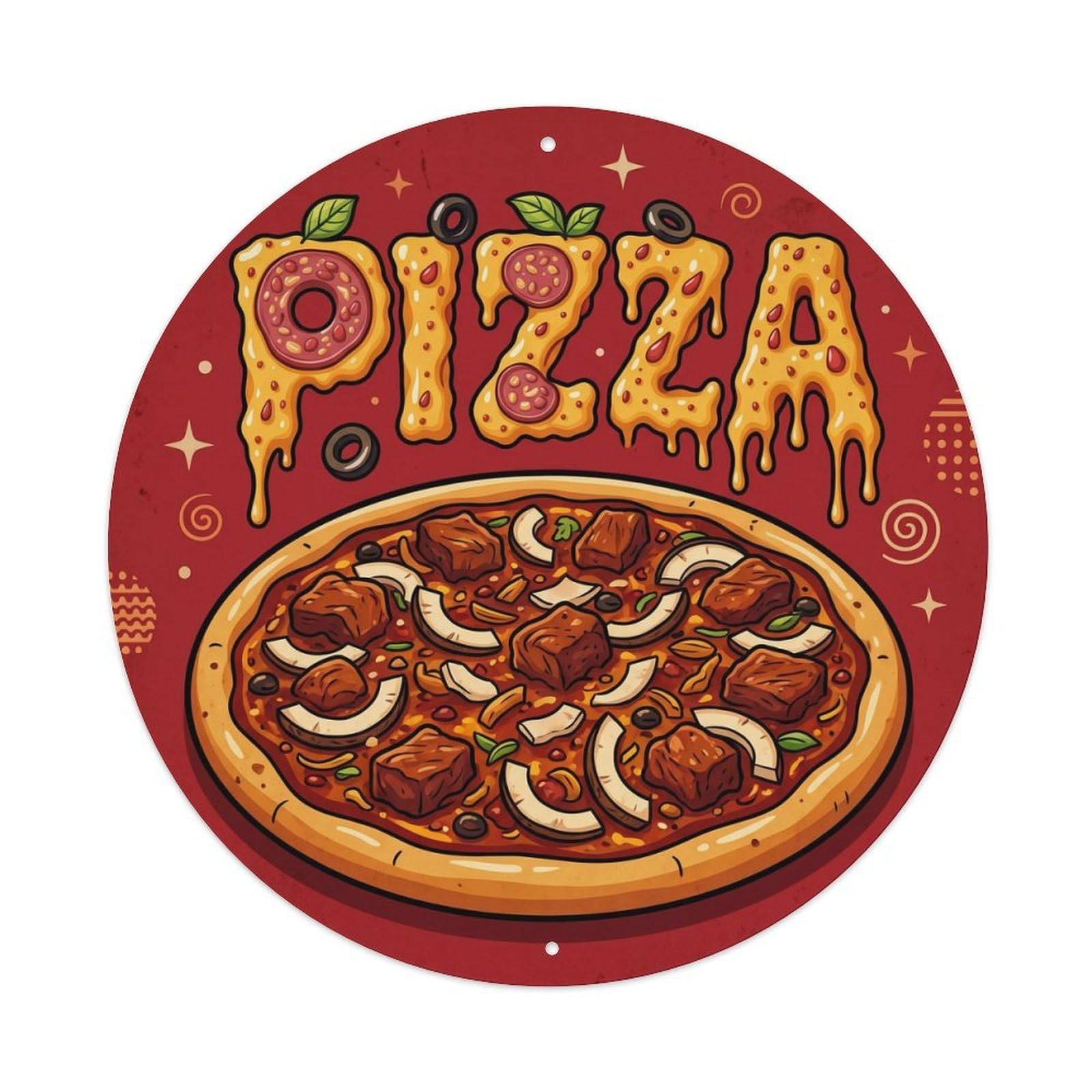 Cwbufd Vintage Style Vintage Pizza Slice Xacuti Spice Vintage Metal Tin Sign Plaque Wall Decor For Cafe, Club Bar, Office, Garden Metal Poster 8X8inch
