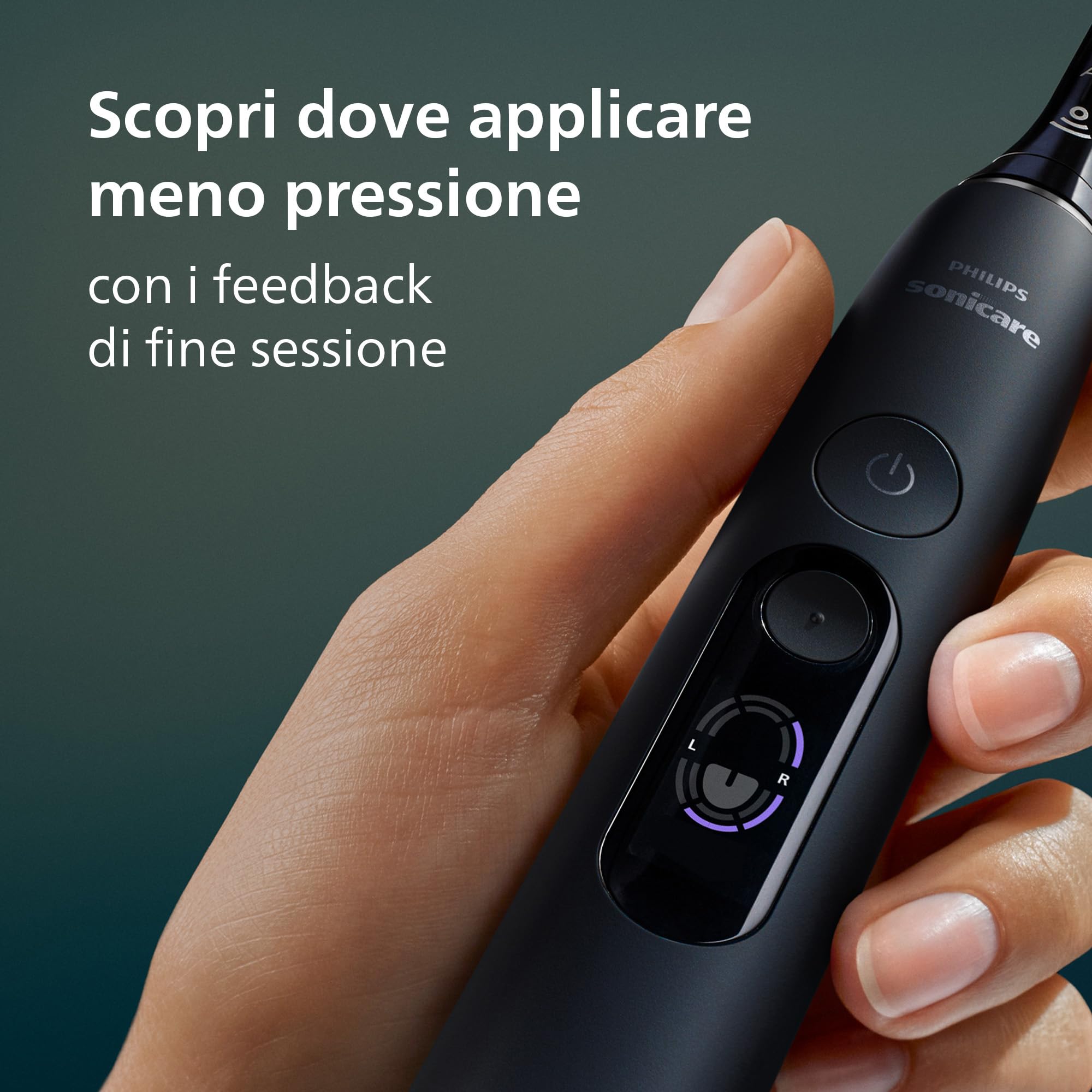 Philips Sonicare Next-Generation DiamondClean 8500 Spazzolino elettrico - con Feedback di pressione, 18 impostazioni, nero, HX8514/12