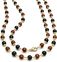 Gratify Karungali Gold Rudraksha Mala 54 Beads (7mm) | Ebony Wood | Spiritual Protection, Meditation, Energy Balance Necklace Unisex