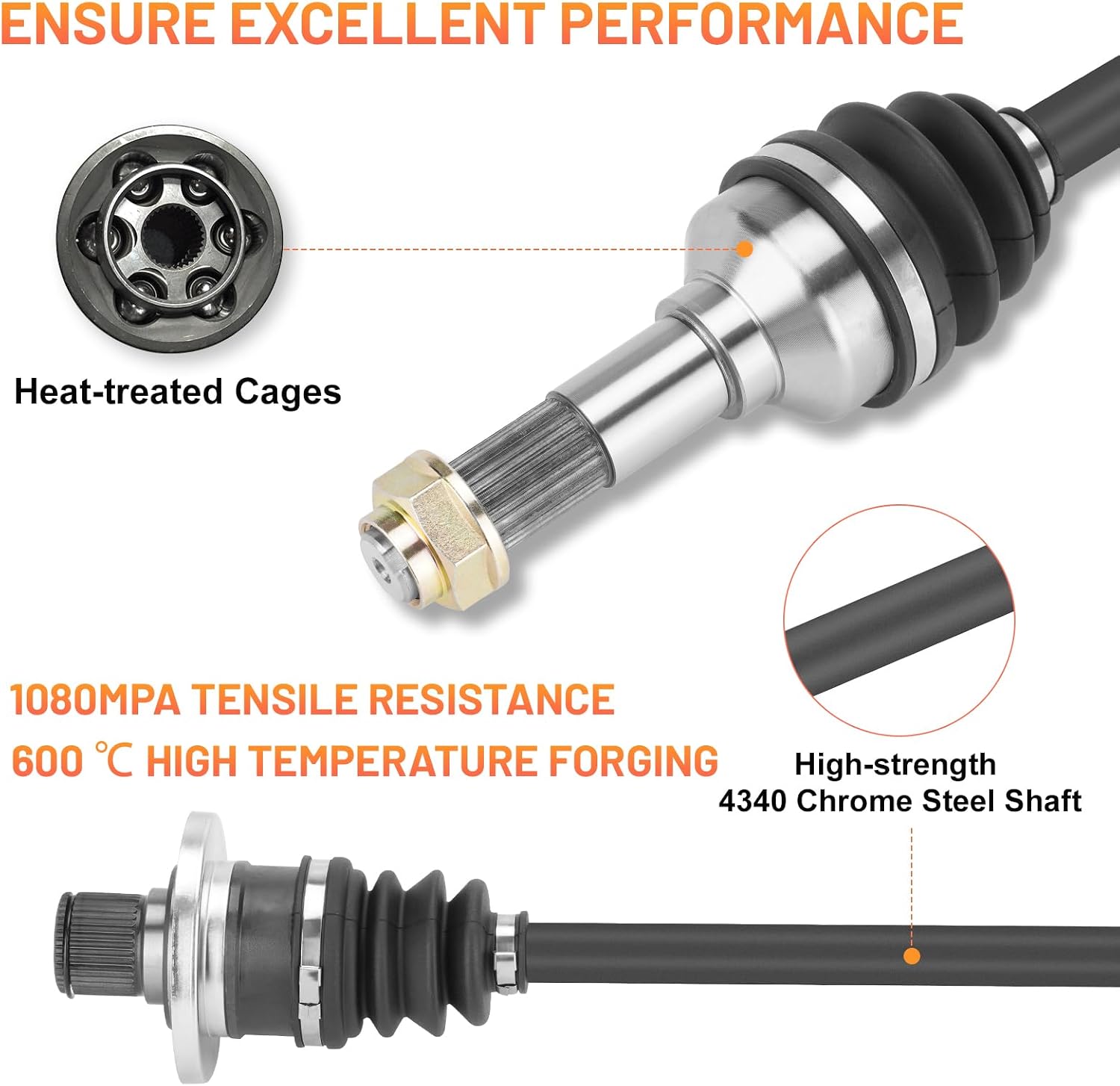 Rear Left & Right CV Axle Shaft for Yamaha Rhino 450 4x4 2006 2007 2008 2009, For Rhino 660 4x4 2004-2007,5UG-F530T-20-00 5UG-F53B0-21-00 5UG-F530U-20-00 - 1 Pair