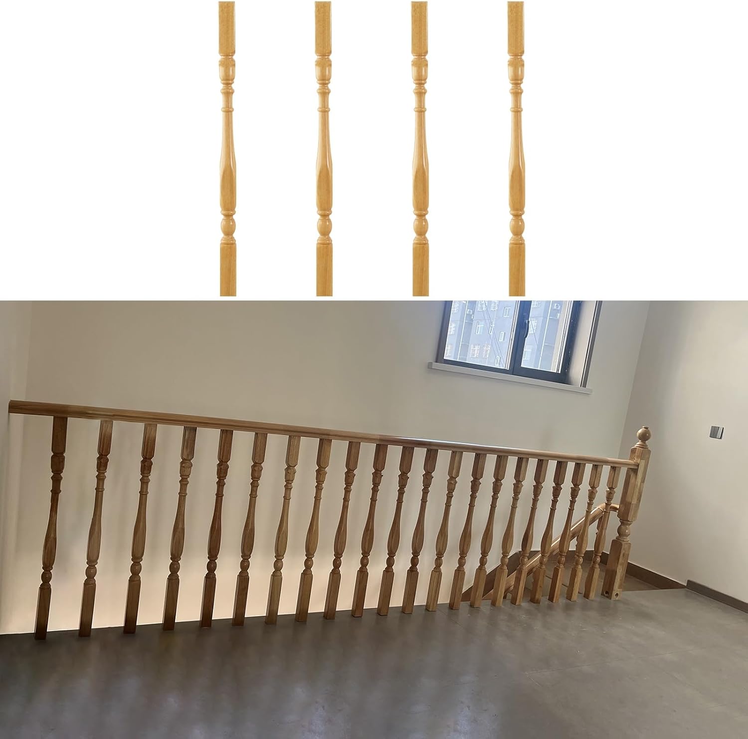 Solid Hardwood Staircase Balusters for Indoor/Outdoor Use - 37.4/33.5in Spindles (1/5/10/20 Pack)(85cm/33.5in 4 Pack)