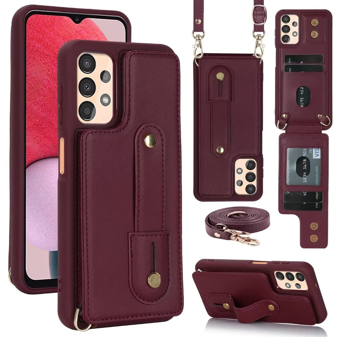 IPhone 13 Pro Case - Crossbody Wallet Phone Case - Crossbody Wallet Phone Case, With Card Holders Cash Pocket Premium Soft Leather Flip Wrist Strap Kickstand Cover - WINNIE - View #10
