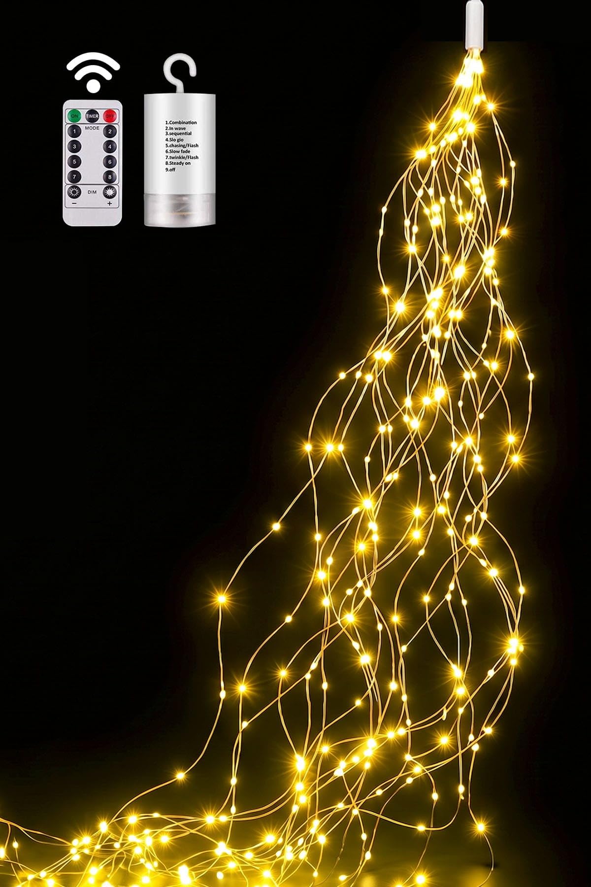 Dekofun Lichterschweif 2M 200 LED Lichterkette Batterie mit Fernbedienung