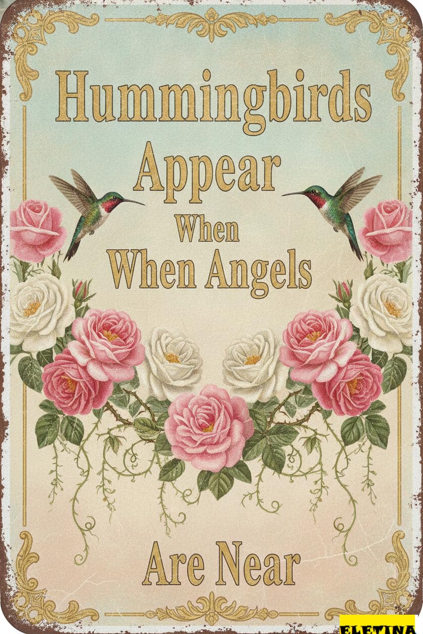 Hummingbirds Appear When Angels Are Near Tin Sign, 8x12