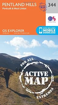 Pentland Hills Map | Weatherproof | Peniciuk & West Linton | Ordnance Survey | OS Explorer Active Map 344 | Scotland | Walks | Hiking | Maps | Adventure