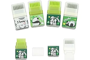 4 Pcs Cute Panda Erasers with Brush Set