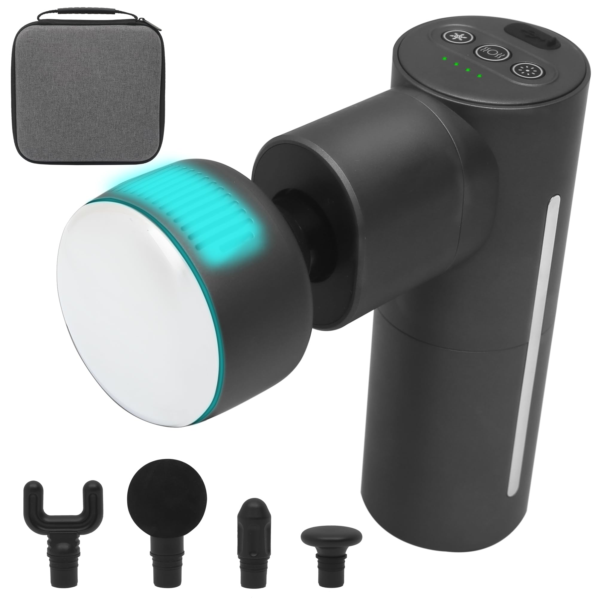 Massage Gun Deep Tissue Muscle Massager Portable Electric Pain Relief Percussion Hot Cold Therapy Black
