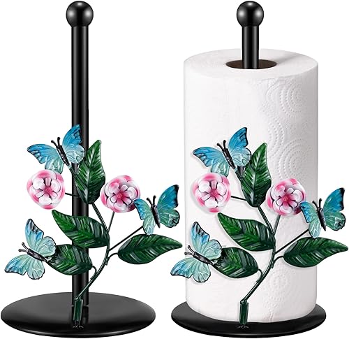 Toallero de papel decorativo para encimera, toallero de papel de metal, dispensador de rollos de cocina con base para cocina, baño, mesa, decoración