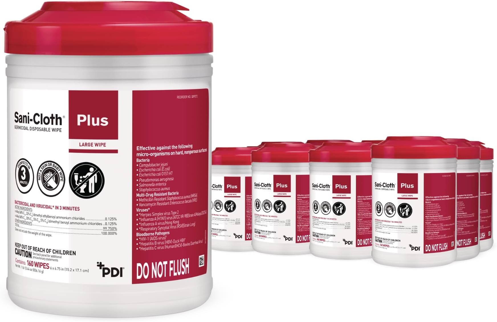 Sani-Cloth Plus Hard Surface Disinfectant Wipe, 160 Count, Q89072 - Case of 12 = 1920 Wipes