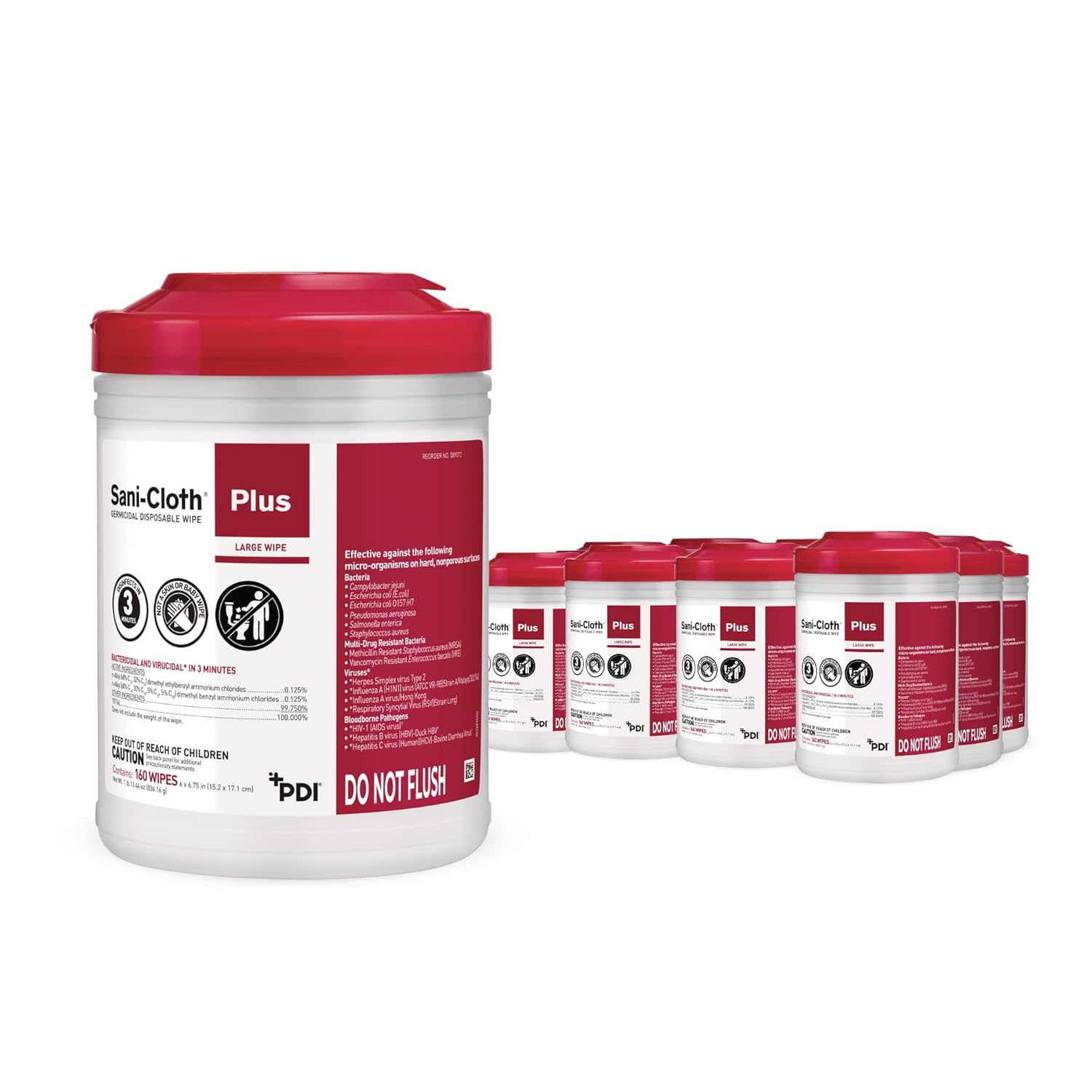 Sani-Cloth Plus Hard Surface Disinfectant Wipe, 160 Count, Q89072 - Case of 12 = 1920 Wipes