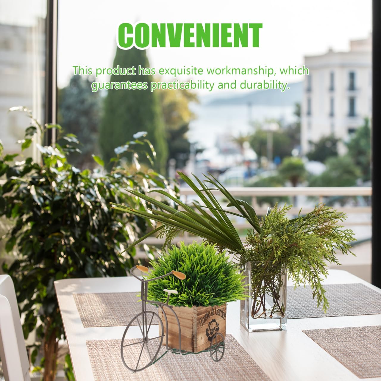 DOITOOL Bicycle Planter Wooden Planter Boxes Tricycle Plant Stand Succulent Pot for Outdoor Plants Garden Home Decoration