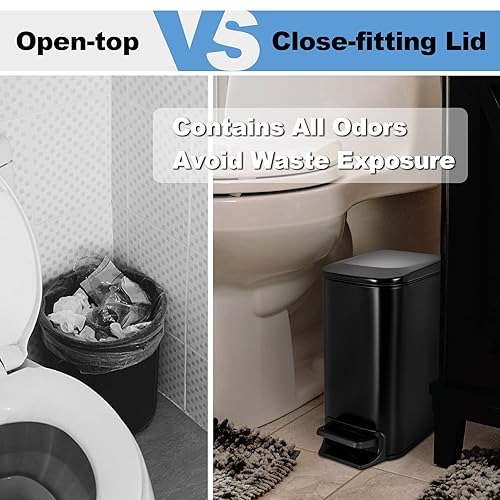 Miniatura 5 de TrashAid Bote de basura pequeño con tapa de cierre suave, 6 litros1.6 galones de acero inoxidable delgado con cubo interior extraíble, pedal de