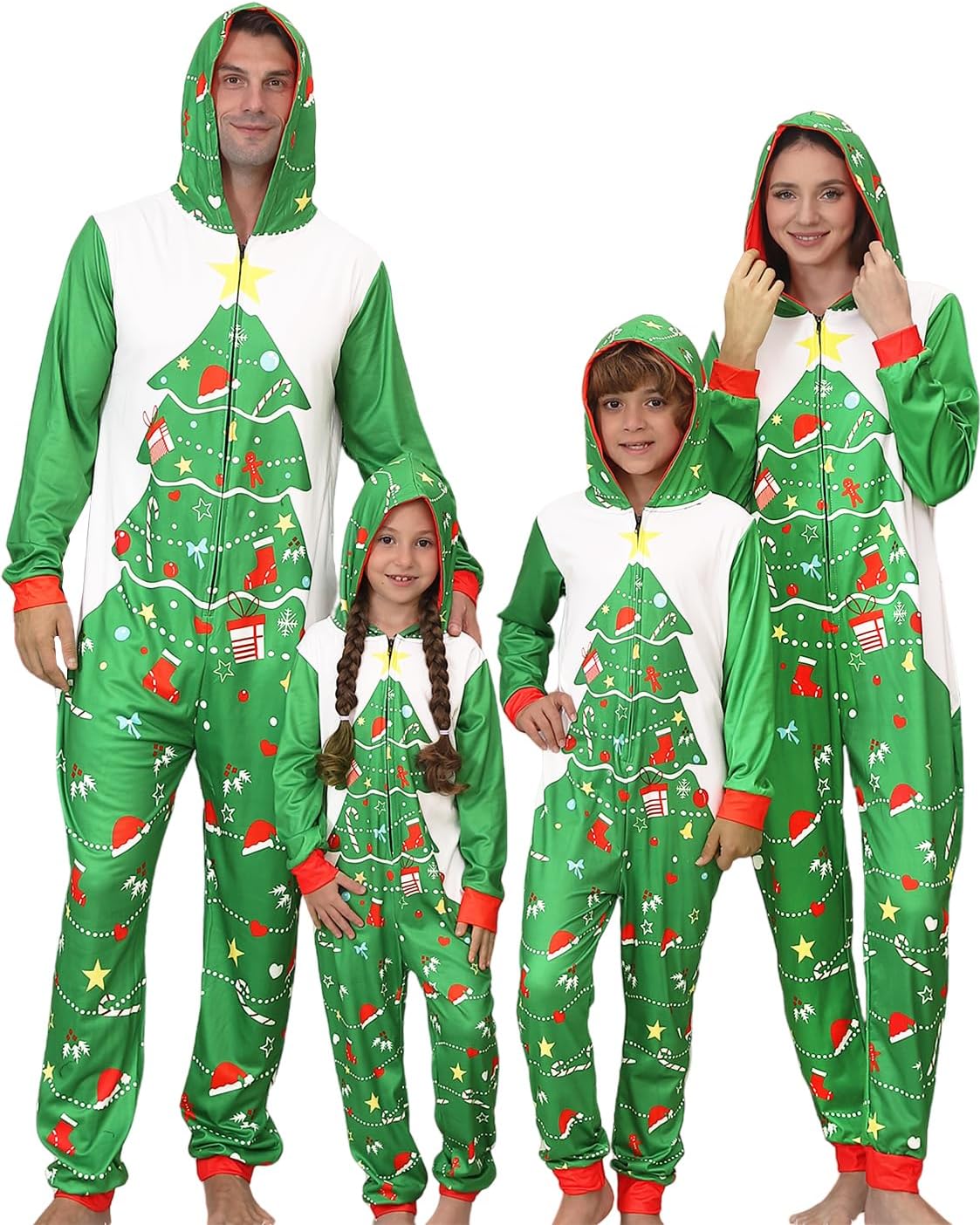 YEAXLUD Christmas Pajamas for Family, Matching Cute Sleepwear Xmas Pjs Onesie Pajamas for Women Men Couples Kids(Position Xmas Tree-Women-XXL)