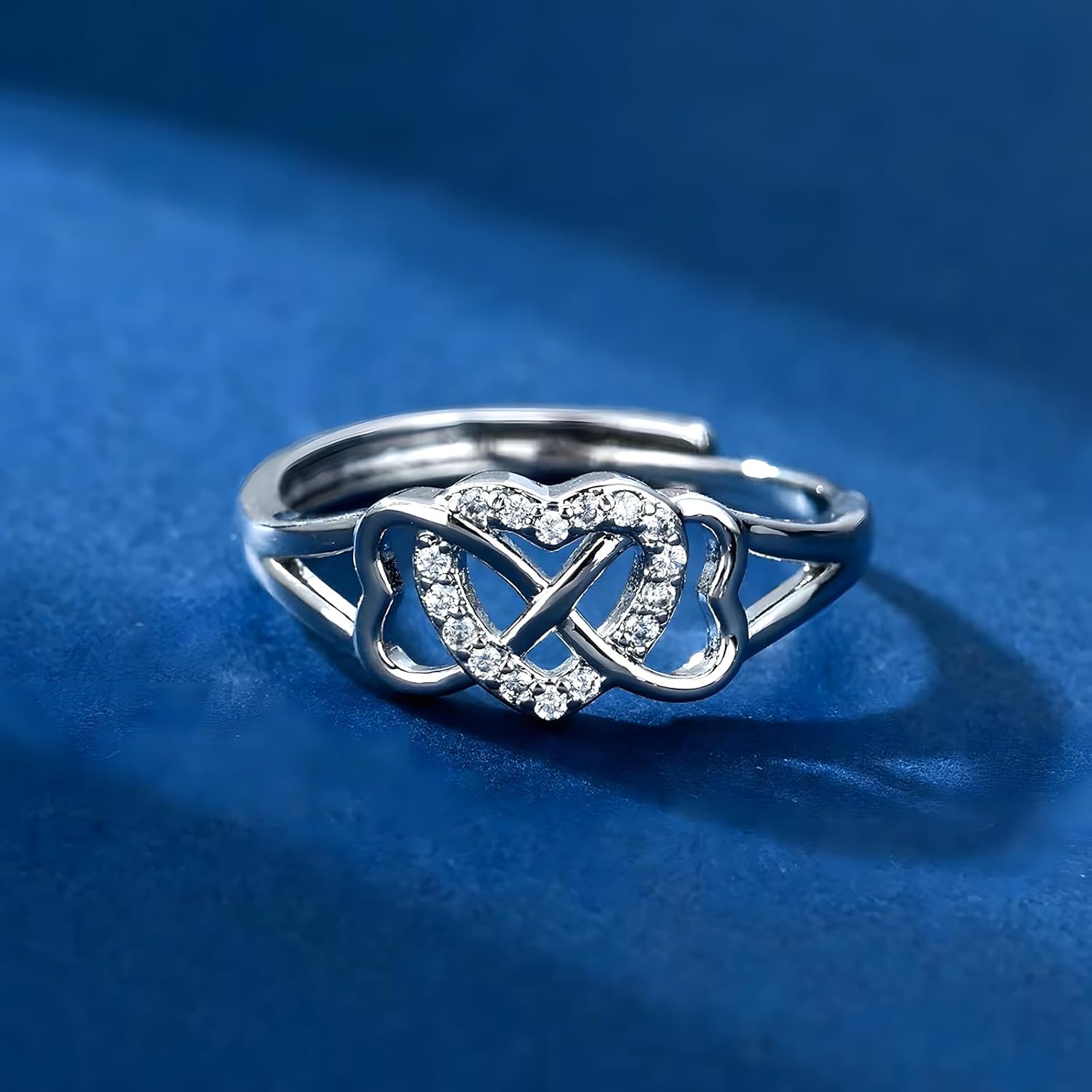 Heart Infinity Ring for Women 925 Silver Plated CZ Celtic Knot Band Wedding Ring - Image 4