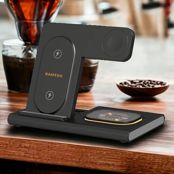 3-in-1 Foldable Wireless Charging Station for iPhone, Apple Watch & AirPods Fast Charger for iPhone 15/14/13/12/11/X/Pro Max, Apple Devices Charger Dock.