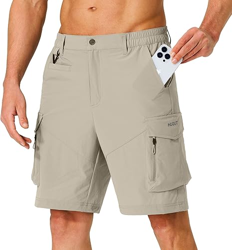 Pantalones cortos de senderismo para hombre, de secado rápido, ligeros, con múltiples bolsillos, para pesca, campamento, golf