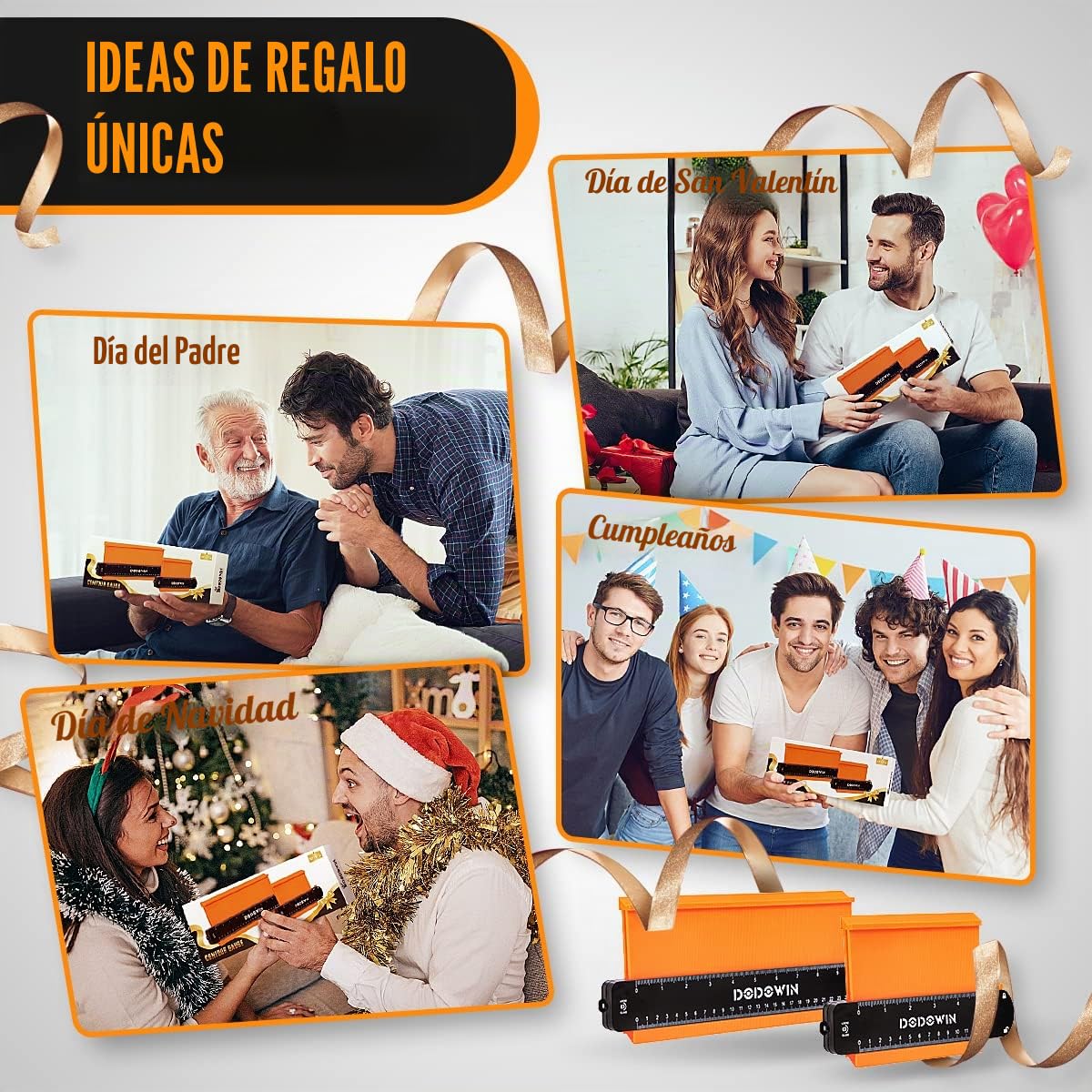 DODOWIN Medidor de Contornos Profesional 2pcs, Medidor Perfil Contornos Grande Carpintero, Regalo Dia Del Padre, Regalos Originales para Hombre Cumpleaño, Copiador de Formas Bloqueable