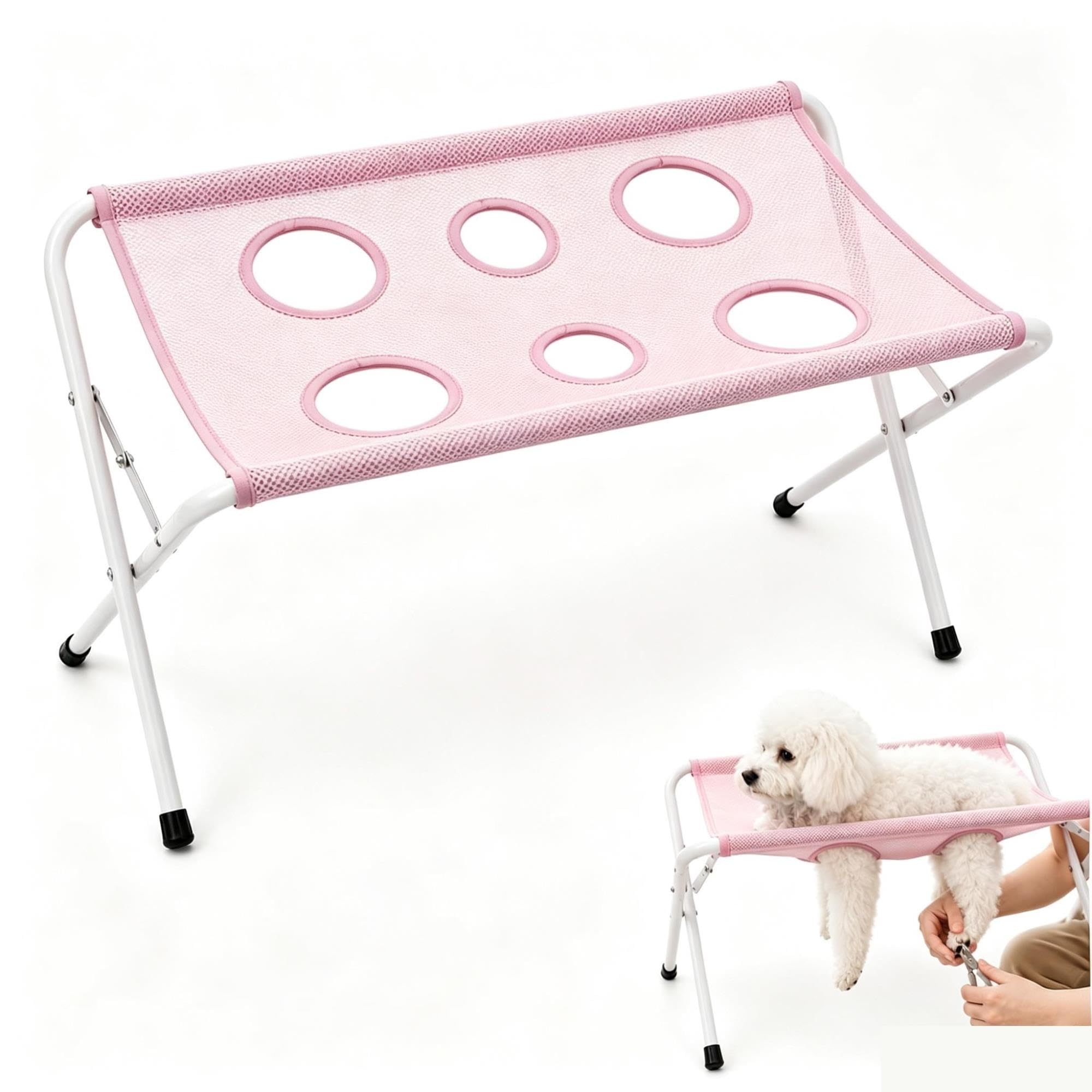 Hamac de Toilettage Chien sur Pied Pliable Table de Bain Coupe Griffes