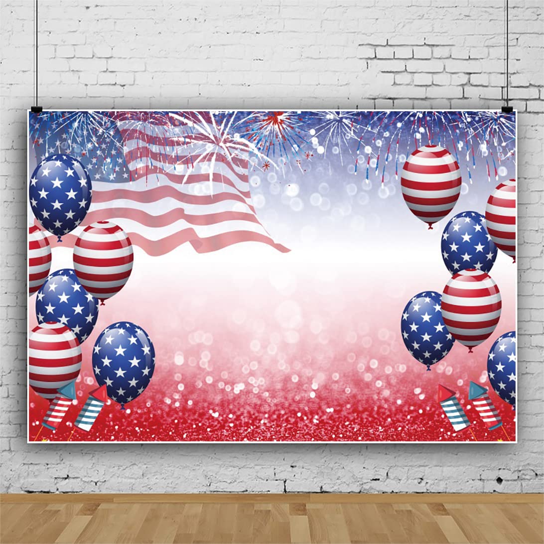 DASHAN Fotohintergrund 3 X 2,4 M – Unabhängigkeitstag Motiv Mit Flagge & Feuerwerk, Polyester, Wasserdicht, Für Fotografie & Dekoration