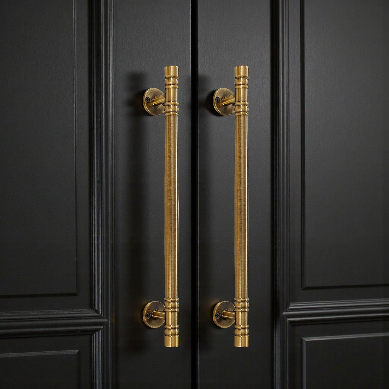 volo main door pull push handle | premium finish, strong grip entrance door handle for home office wooden doors (pack of 2 pieces, antique brass, 12 inch (300mm))