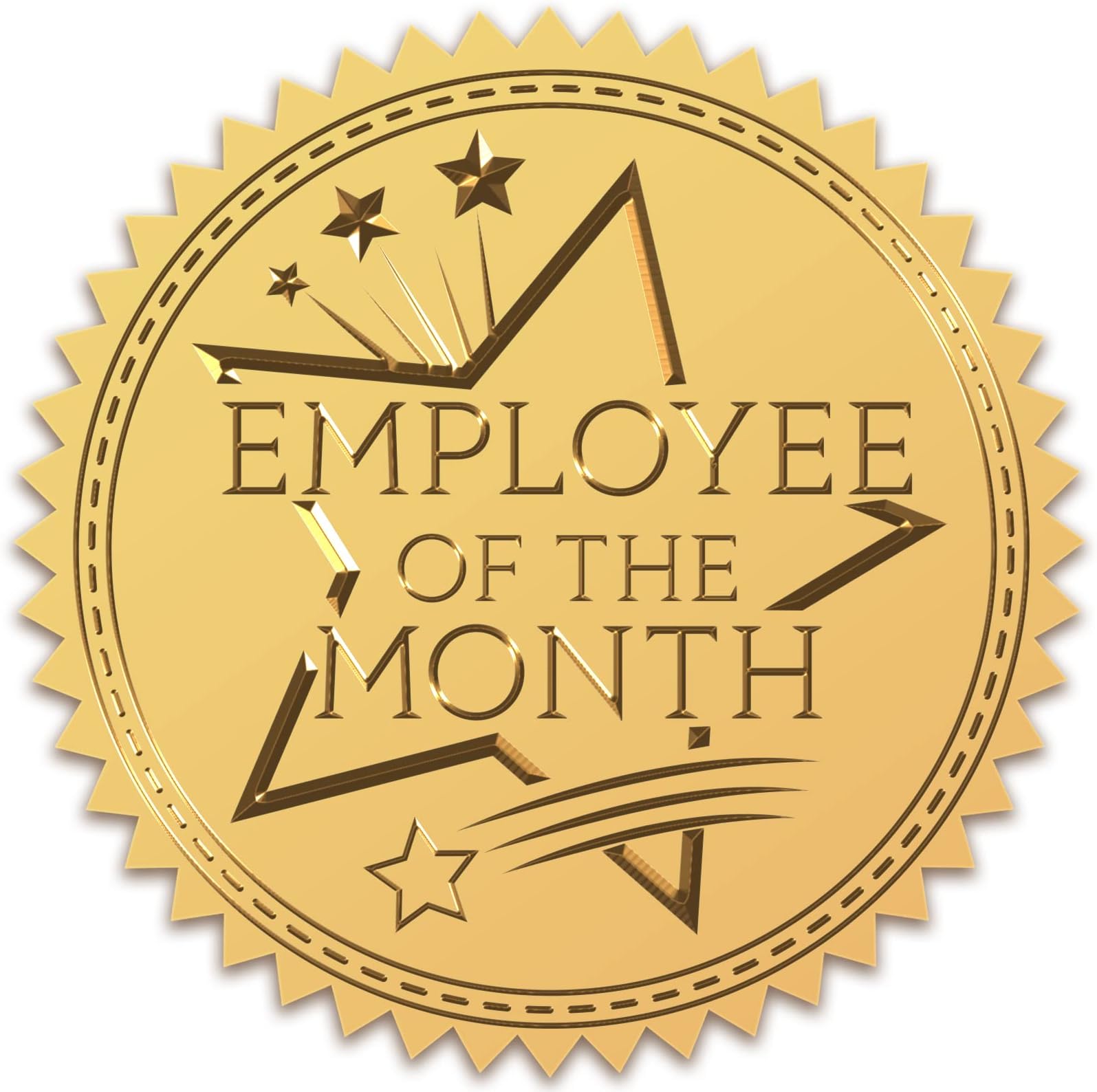 CRASPIRE Employee of The Month Certificate Seals Gold Awards Stickers Embossed Self Adhesive Foil 100pcs 2" Medal Decoration Labels for Office Official Envelopes Corporation