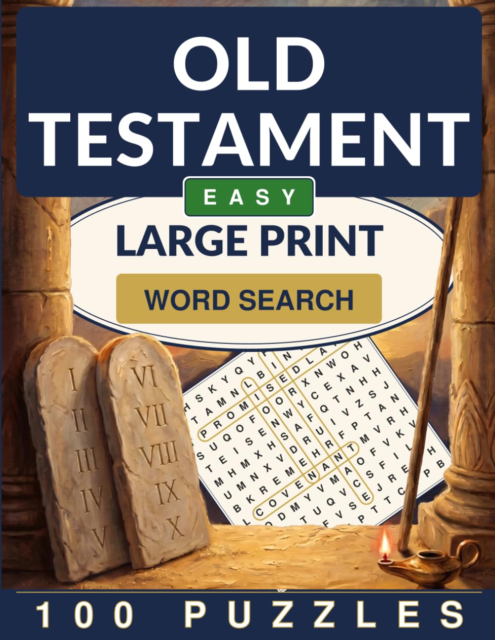 Bible Old Testament Word Search Large Print: 100 Easy Word Search Puzzles for Adults and Seniors (Crackling Fire Word Search)