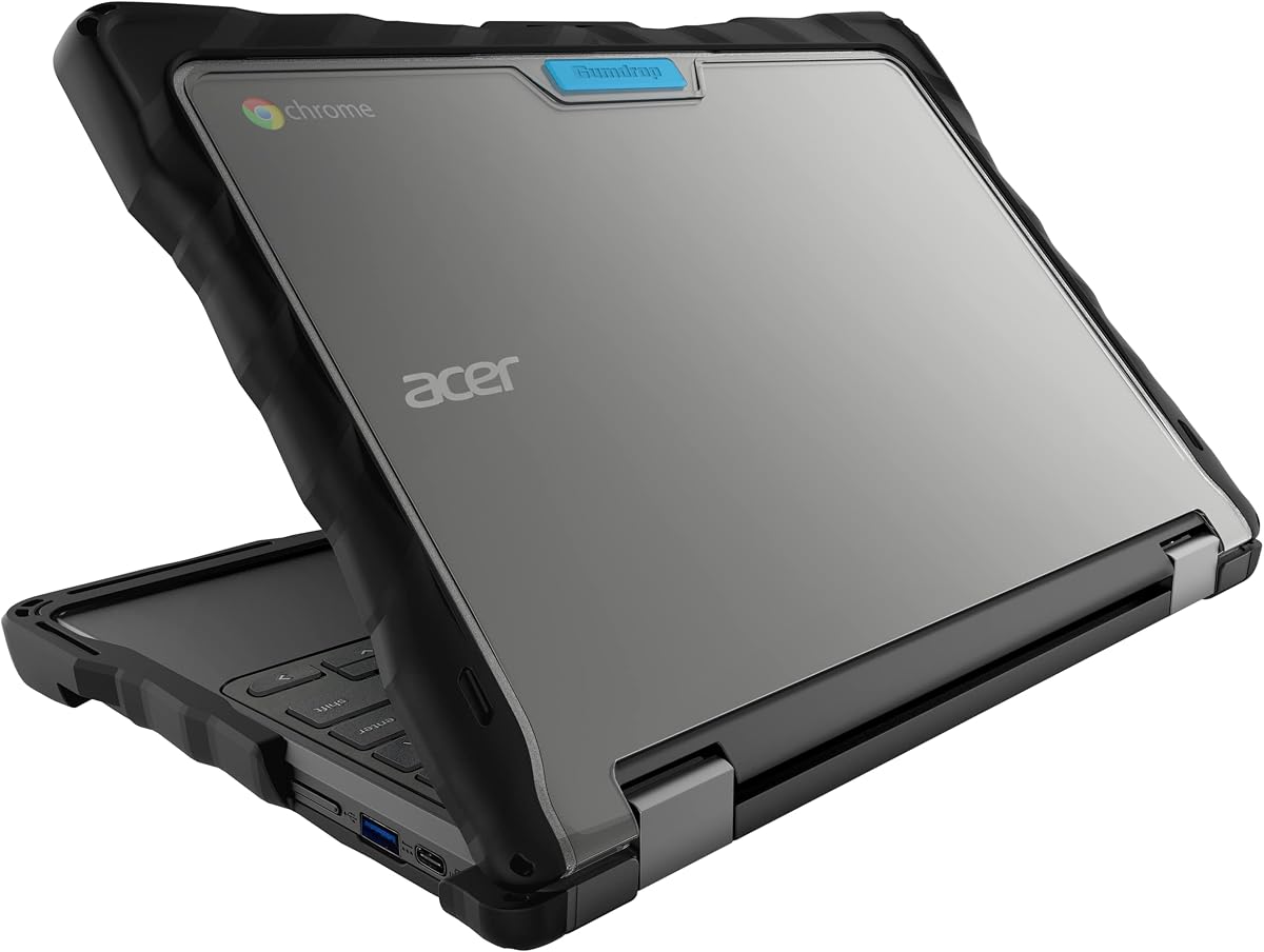 Gumdrop DropTech Custom Case Acer Chromebook Spin 511/R753T (2-in-1) - Drop Tested Protection, Rubberized Thread on Sides, Seamless Asset Tagging, Snap in Installation for School or Work - Black
