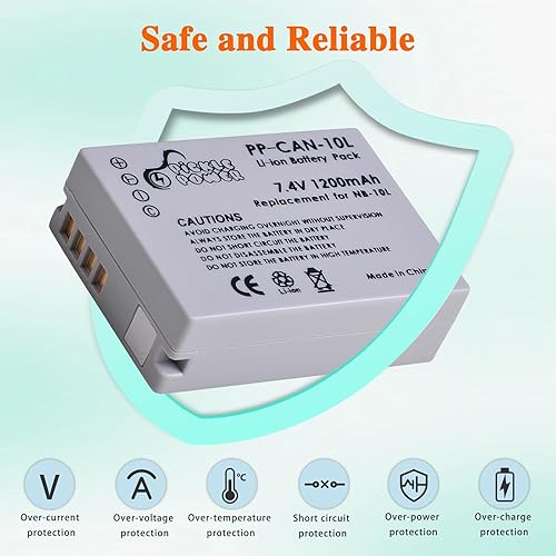 Miniatura 6 de Pickle Power Batería NB-10L Paquete de 2 y cargador dual LED para cámara digital Canon PowerShot G15, G16, G1X, G3X, SX40 HS, SX40HS, SX50 HS, SX60