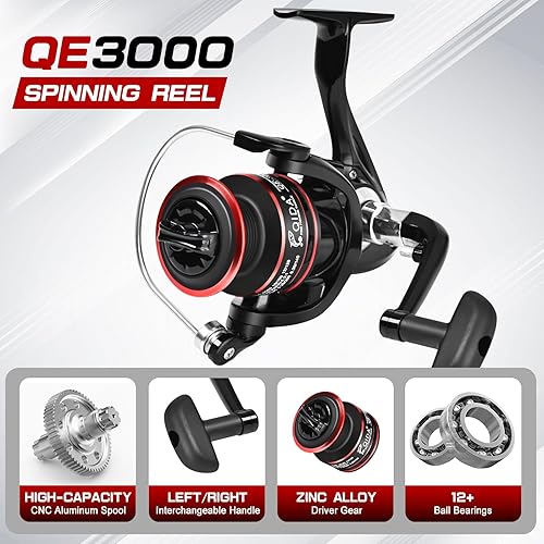 Miniatura 3 de Combo de caña de pescar y carrete de 6.89 pies, 2 cañas de pescar telescópicas de fibra de carbono, 2 carretes giratorios, 2 líneas de pesca, juego