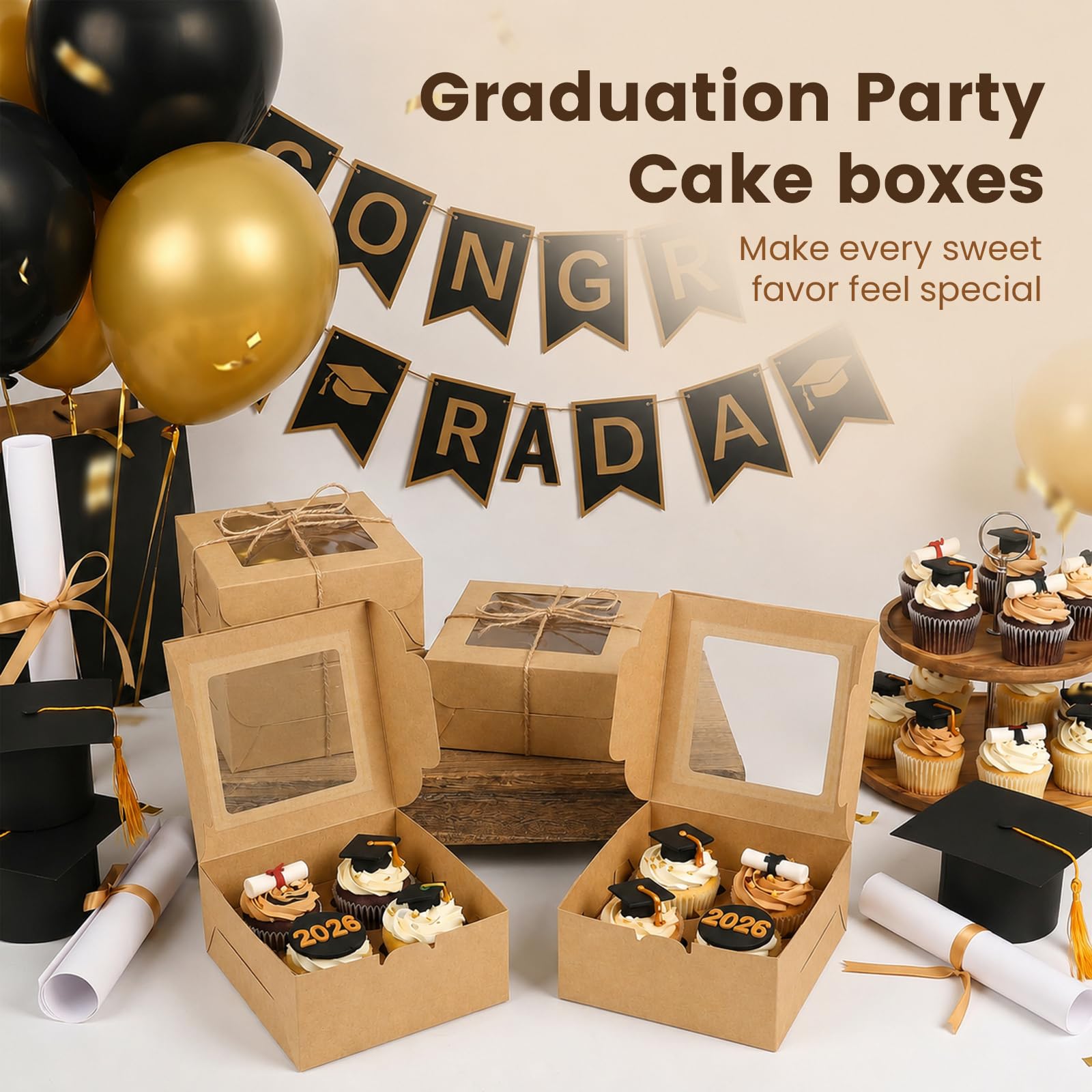 Cupcake Boxes with Window - 50 Pack -4