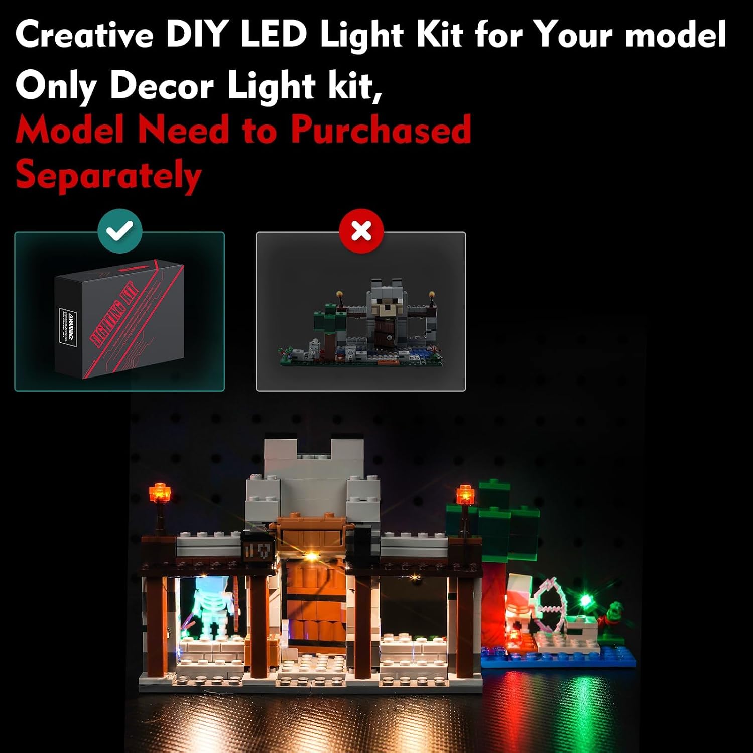 LocoLee LED Light Kit Compatible with Lego 21261 The Wolf Stronghold - No Models Only Light, Creative Lighting Set Accessories Compatible with Lego The Wolf Stronghold 21261 Set image 4