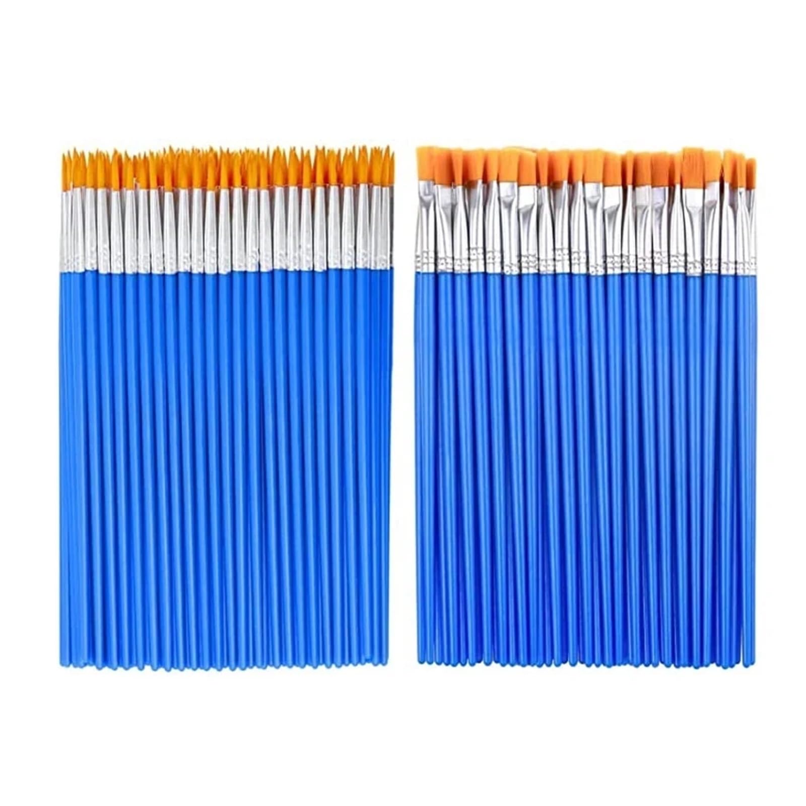Pinselset 100-teiliges Pinsel-Set for Kinder mit flachen, runden, Spitzen Pinseln for Basteln, Aquarell, Ölgemälde(Flat 100pcs)