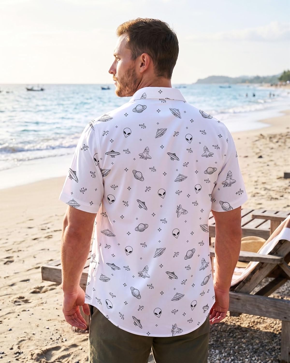 Tropical Print Men's Short Sleeve Button Down Hawaiian Shirts