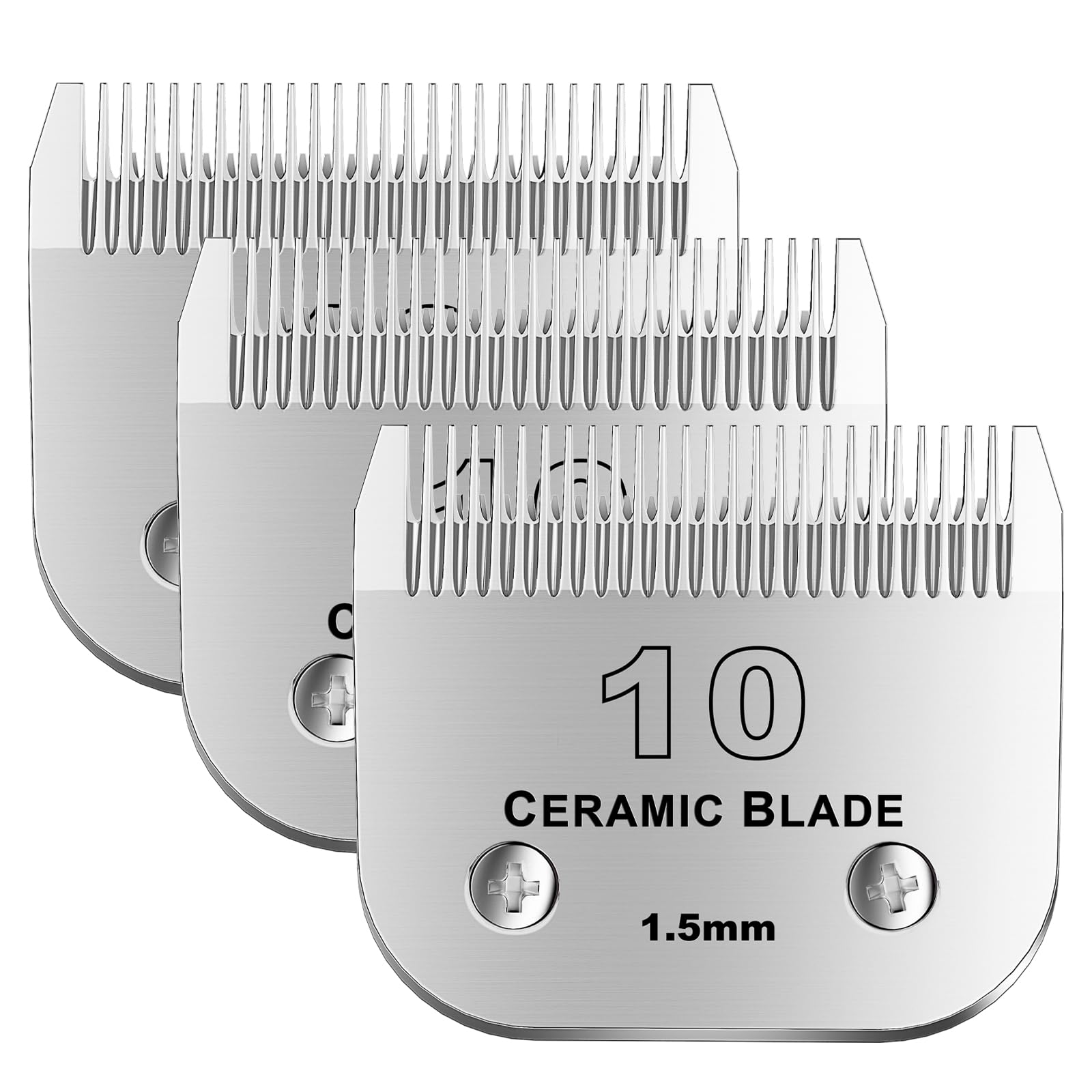 colorski 10# Detachable Pet Dog Grooming Clipper Ceramic Blade,Compatible with Andis Size 10 Cut Length 1/16"(1.5mm),Compatible with andis/wahl/Oster Dog Clippers 3PCS