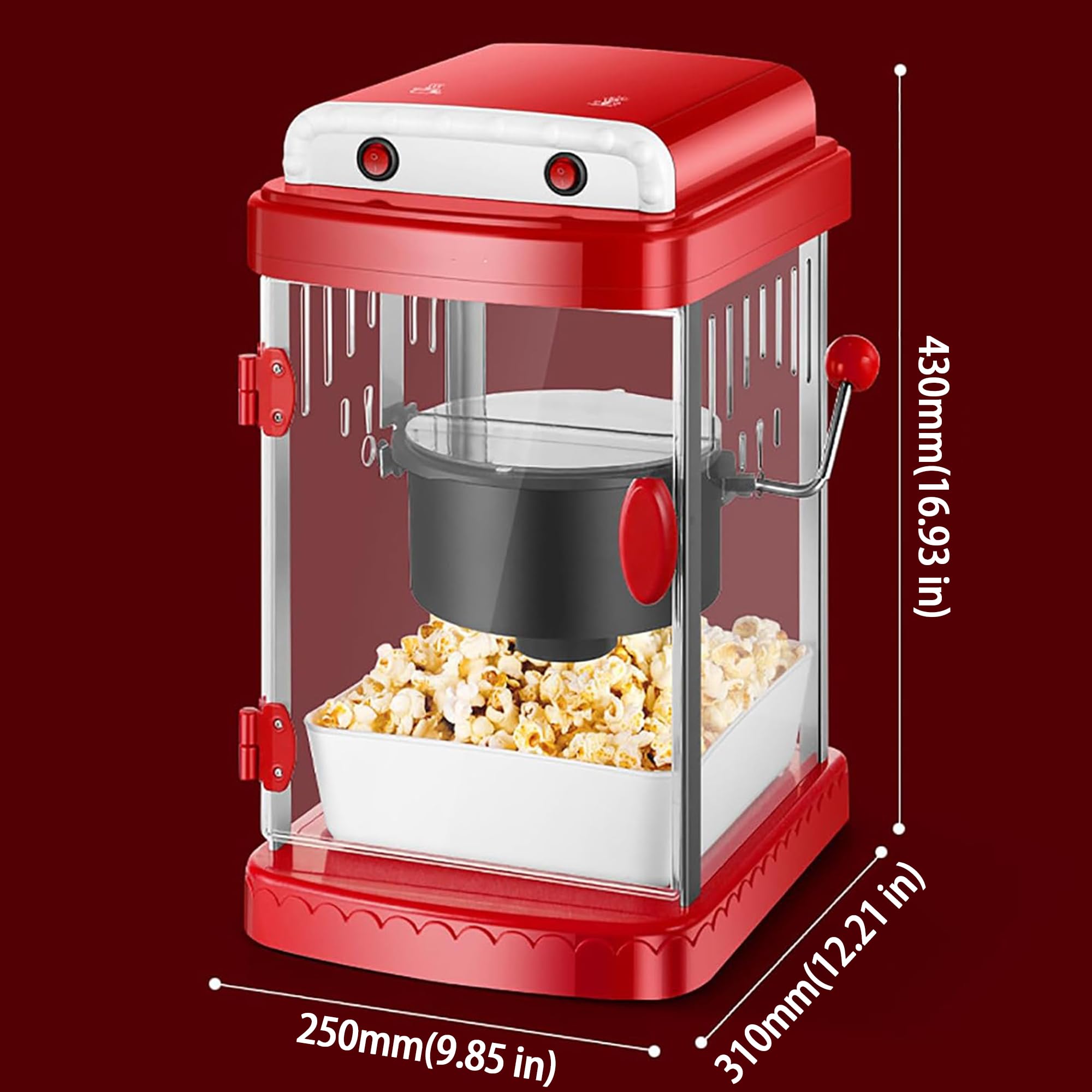 Máquina de Palomitas de maíz Comercial, máquina de Palomitas de maíz eléctrica, 2 Formas de Palomitas de maíz Opcional y 3-5 Minutos de Acabado, de Alta Velocidad de estallido y Recubrimiento